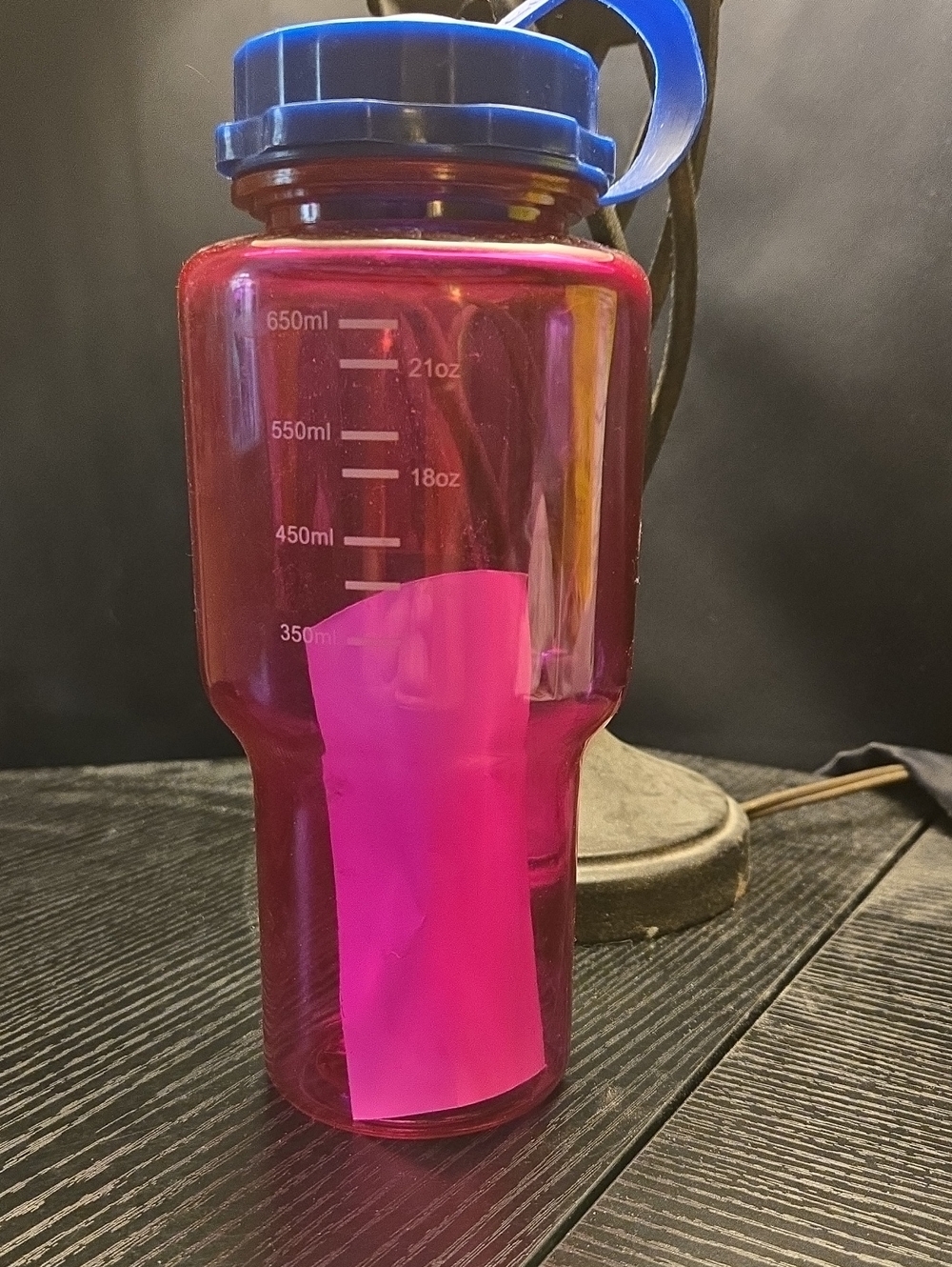 Reusable Pink Water Bottle with Blue Lid - Unbranded
